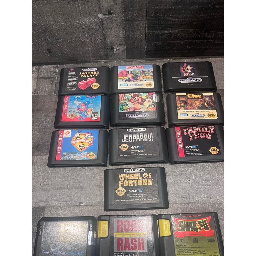 Sega Genesis Game Lot of 14 Road Rash Shaq Fu Animaniacs Monopoly Clue TESTED - Picture 2 of 16